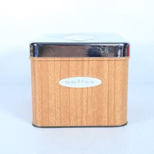 Vtg Wood Chrome Coffee Tin Canister Masterware USA Storage Kitchen USED